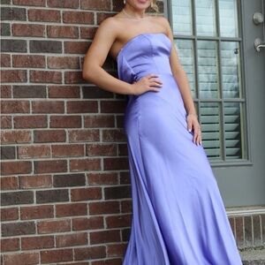 Elegant Strapless Purple Evening Dress